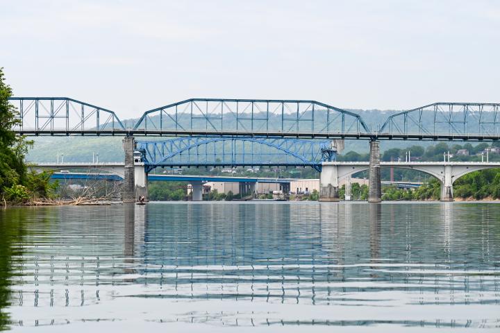 Two bridges in downtown chattanooga
