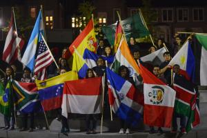 UTC International Students UTC international students holding flags