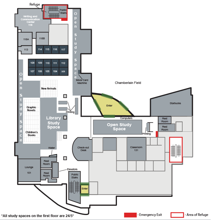 Map of the UTC Library first floor