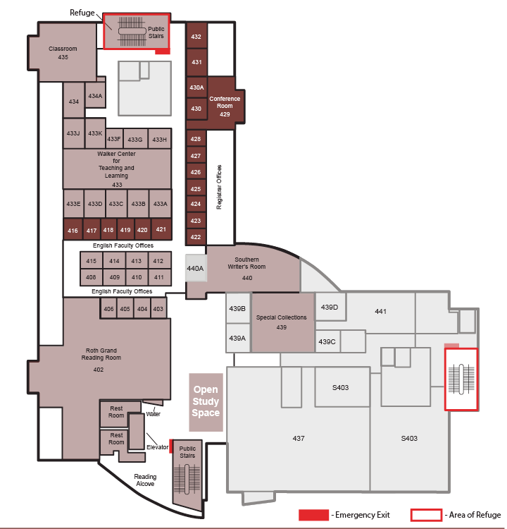 Map of the UTC Library fourth floor