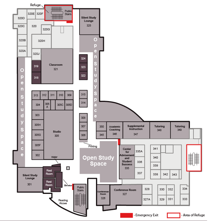 Map of the UTC Library third floor