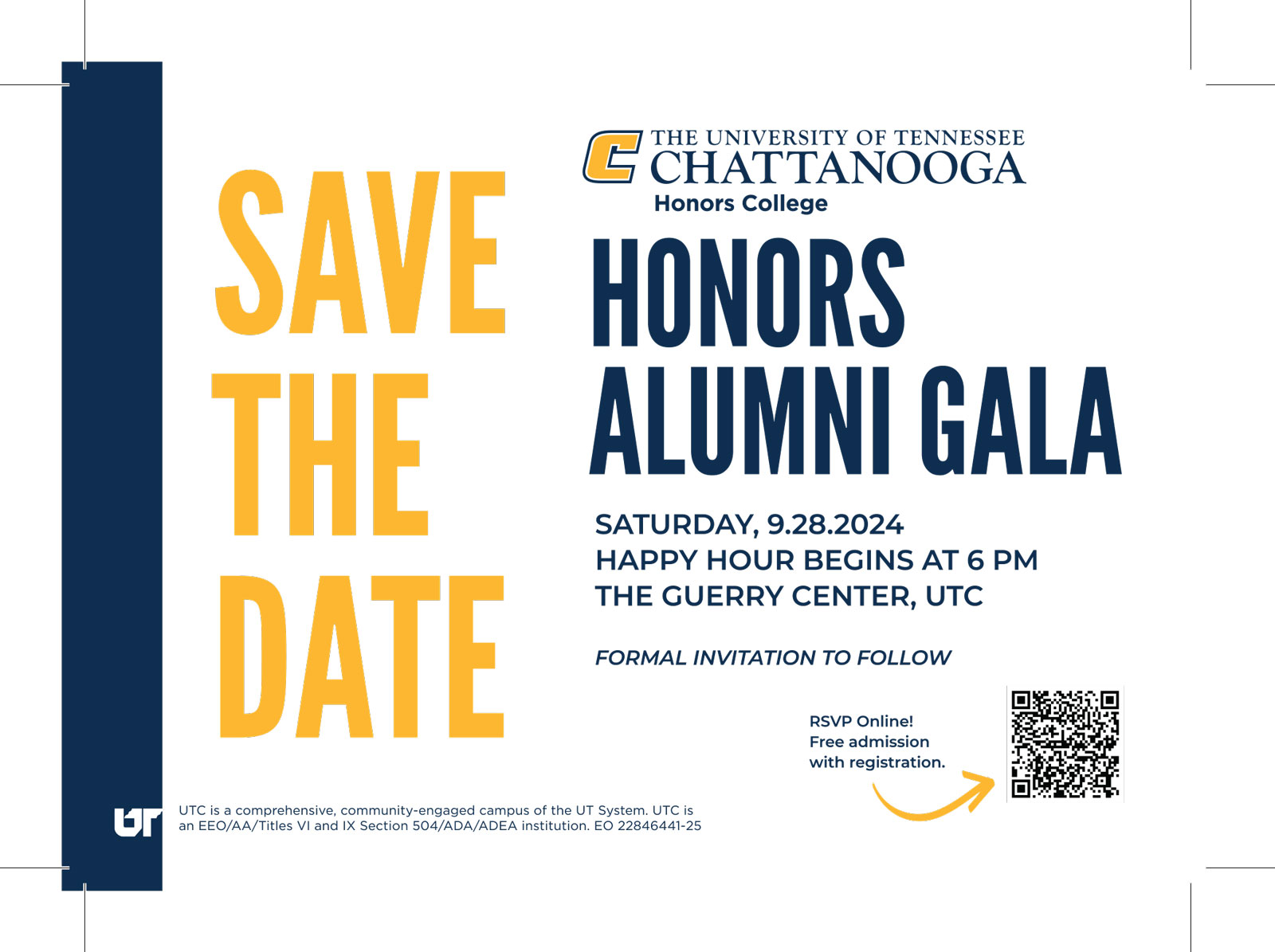 Honors Gala 2024 Save the Date Postcard